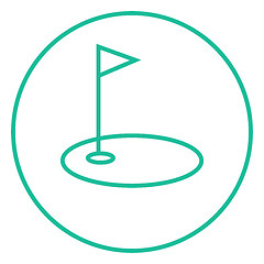 Image showing Golf hole with flag line icon.