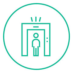 Image showing Man going through metal detector gate line icon.