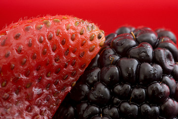 Image showing Strawberry and Blackberry Close