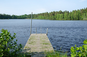 Image showing Old wooden bath pier