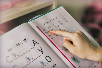 Image showing First-graders learning to read by syllables.