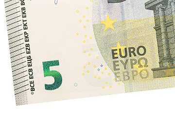 Image showing Close-up of a 5 euro bank note