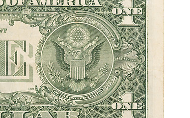 Image showing US one Dollar bill, close up, seal USA