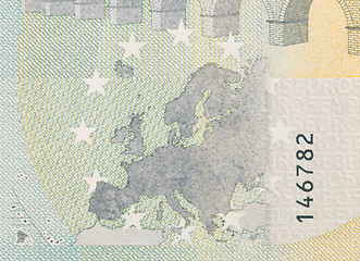 Image showing Close-up of a 5 euro bank note