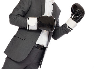 Image showing Businessman in boxing gloves 