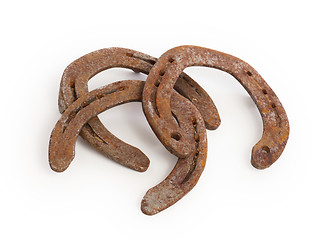 Image showing Old rusty horseshoes