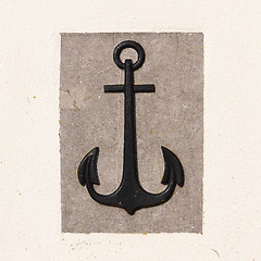 Image showing Stone anchor on wall background