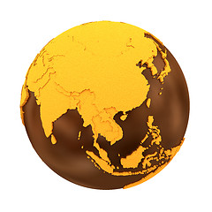 Image showing Southeast Asia on chocolate Earth