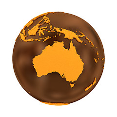 Image showing Australia on chocolate Earth