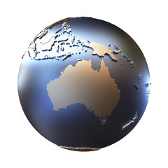 Image showing Australia on golden metallic Earth