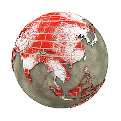 Image showing Southeast Asia on brick wall Earth