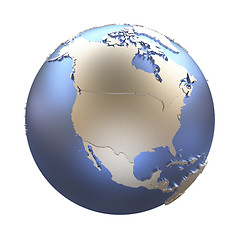 Image showing North America on golden metallic Earth