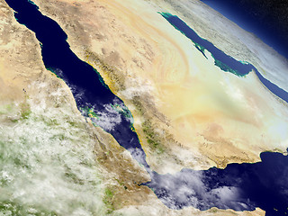 Image showing Yemen, Eritrea and Djibouti from space