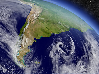 Image showing Argentina and Chile from space