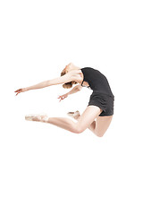 Image showing ballet dancer jumping in bend