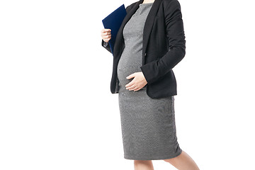 Image showing Pregnant woman with folder