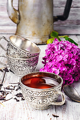Image showing Stylish metal cup of tea