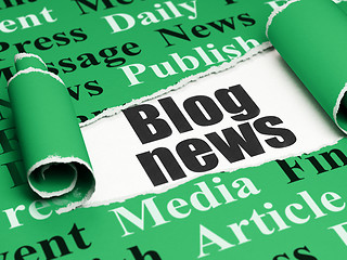 Image showing News concept: black text Blog News under the piece of  torn paper