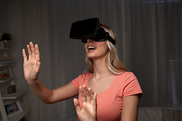 Image showing woman in virtual reality headset or 3d glasses