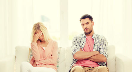 Image showing unhappy couple having argument at home