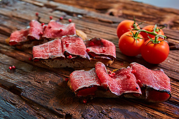 Image showing bruschetta with roasted beef