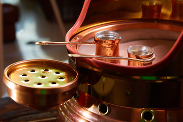 Image showing Two cute pots to prepare Turkish coffee