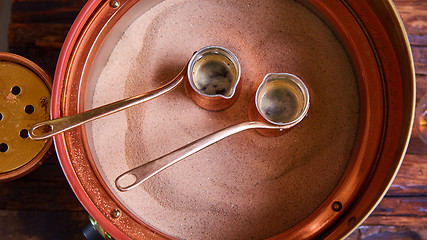 Image showing Two cute pots to prepare Turkish coffee