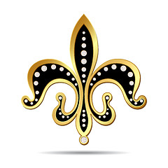 Image showing Black fleur-de-lis with a gold rim