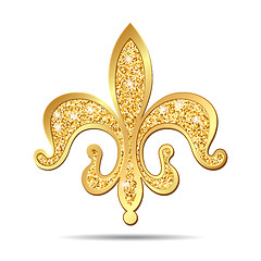 Image showing Golden fleur-de-lis heraldic symbol.
