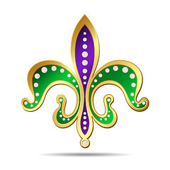 Image showing Golden, purple and green fleur-de-lis