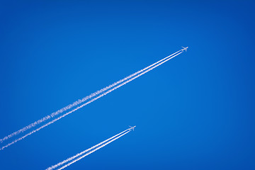 Image showing Two Airplanes in the Sky