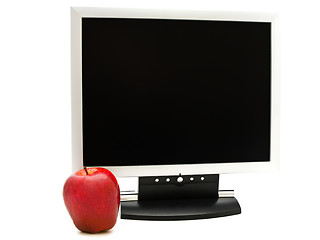Image showing Red Apple And Monitor 