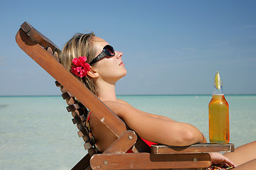 Image showing Woman in deckchair