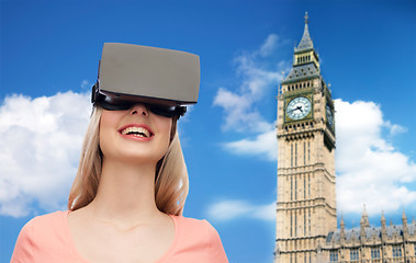 Image showing woman in virtual reality headset or 3d glasses