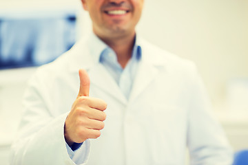 Image showing close up of doctor showing thumbs up at hospital