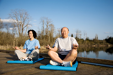 Image showing Senior couple exercise