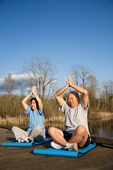 Image showing Senior couple exercise