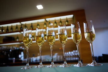 Image showing row of champagne glasses