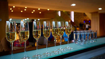 Image showing row of champagne glasses