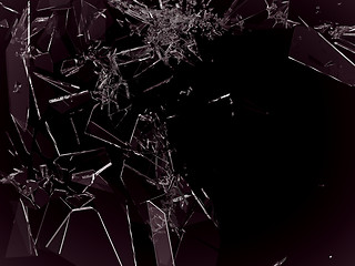 Image showing Pieces of demolished or Shattered glass on black