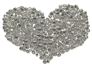 Image showing Large sparkling diamonds heart shape isolated 