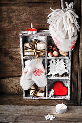 Image showing Box with Christmas decorations