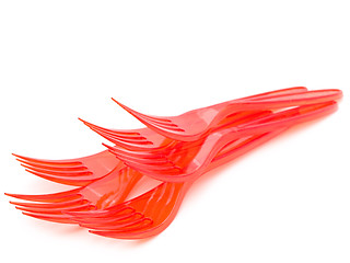 Image showing Red Plastic Forks