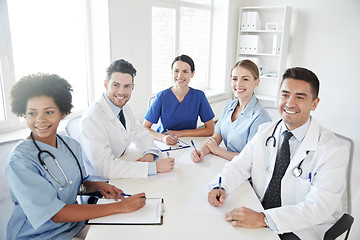 Image showing group of happy doctors meeting at hospital office