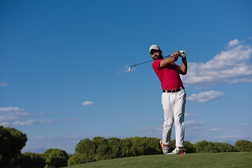 Image showing golf player hitting long shot