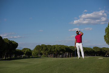 Image showing handsome middle eastern golf player portrait at course