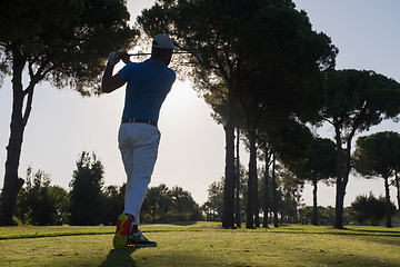 Image showing golf player hitting shot