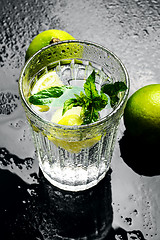 Image showing Water with lime and mint