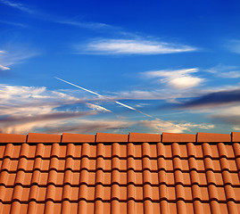 Image showing Roof tiles in evening