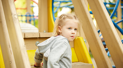 Image showing Portrait of a Thoughtful LIttle Girl